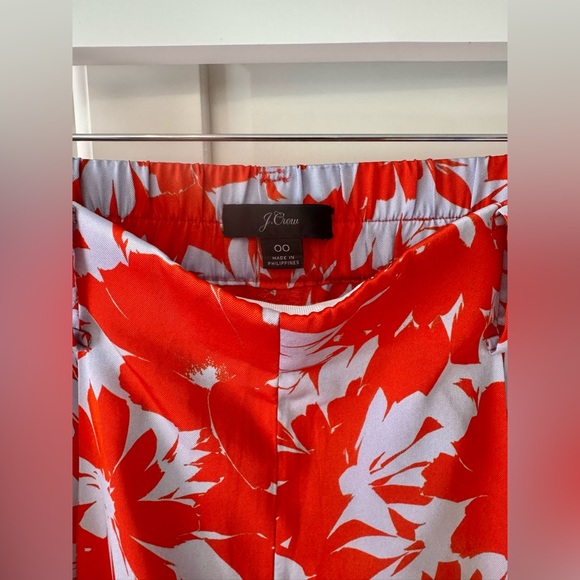 J. Crew Ratti Falling Leaves Wide Leg Silky Pants in Orange & Pale Blue Floral - Picture 6 of 7